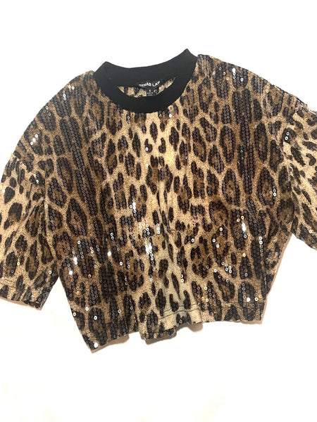 Leopard Sequin Crop Top