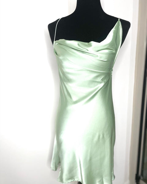 Sage Satin Dress